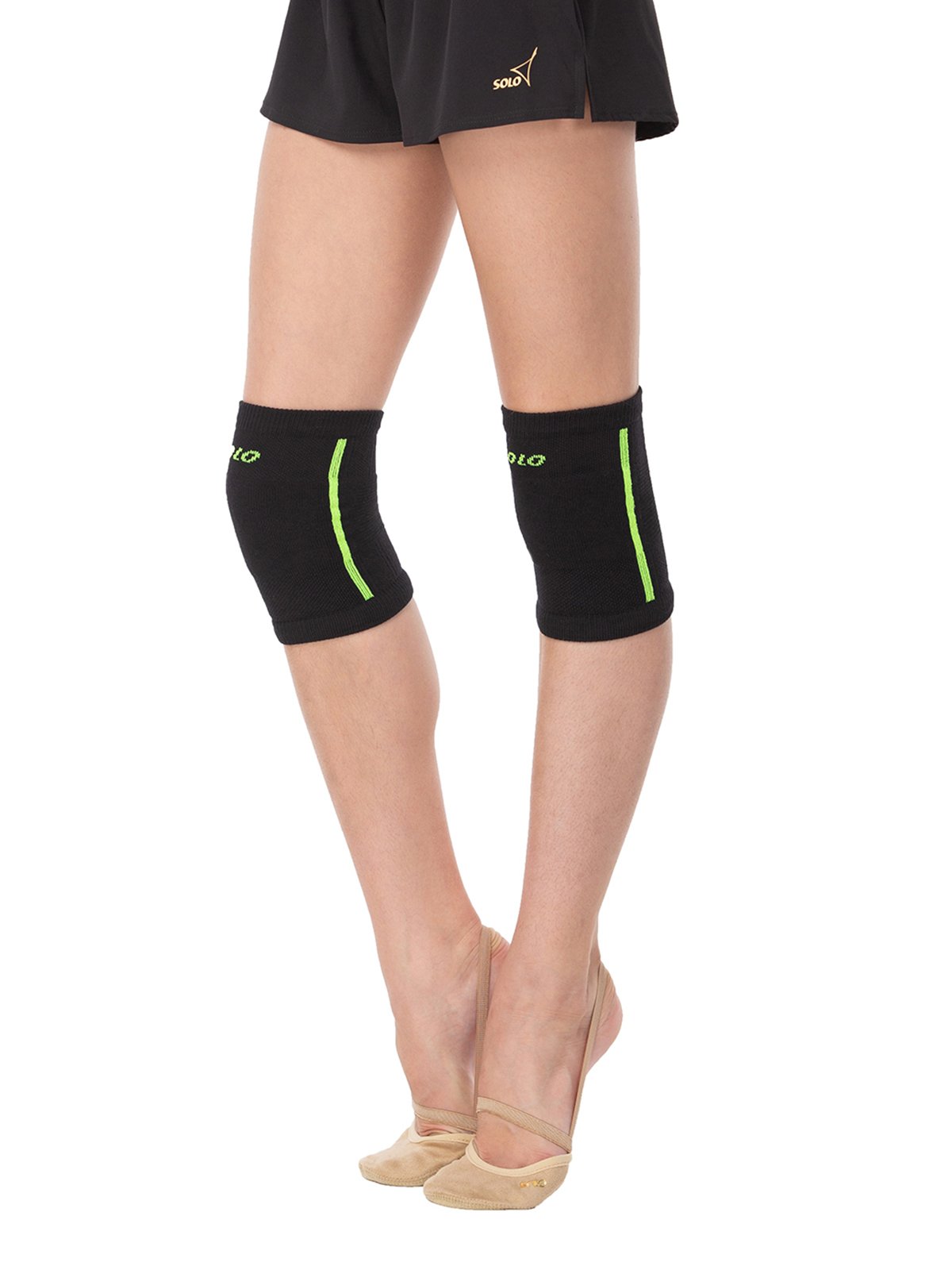 Knee pads knitted black with lime NK4.1