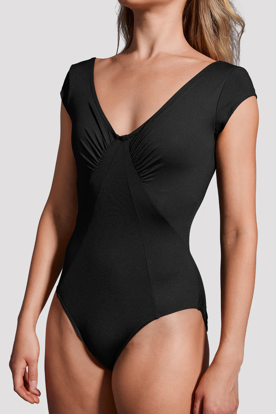 Ladies Mirella Black Label Rushed Cap Sleeve Leotard - Image 3